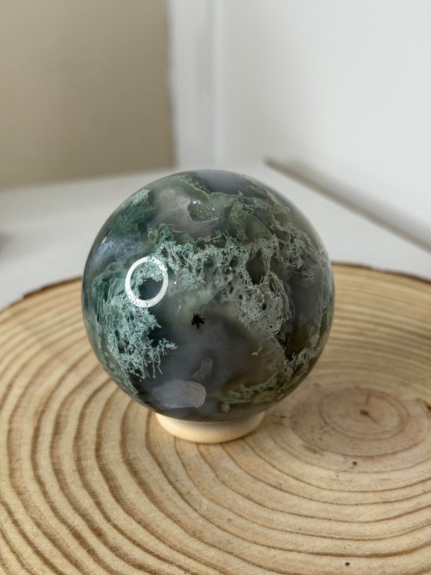 Moss agate sphere