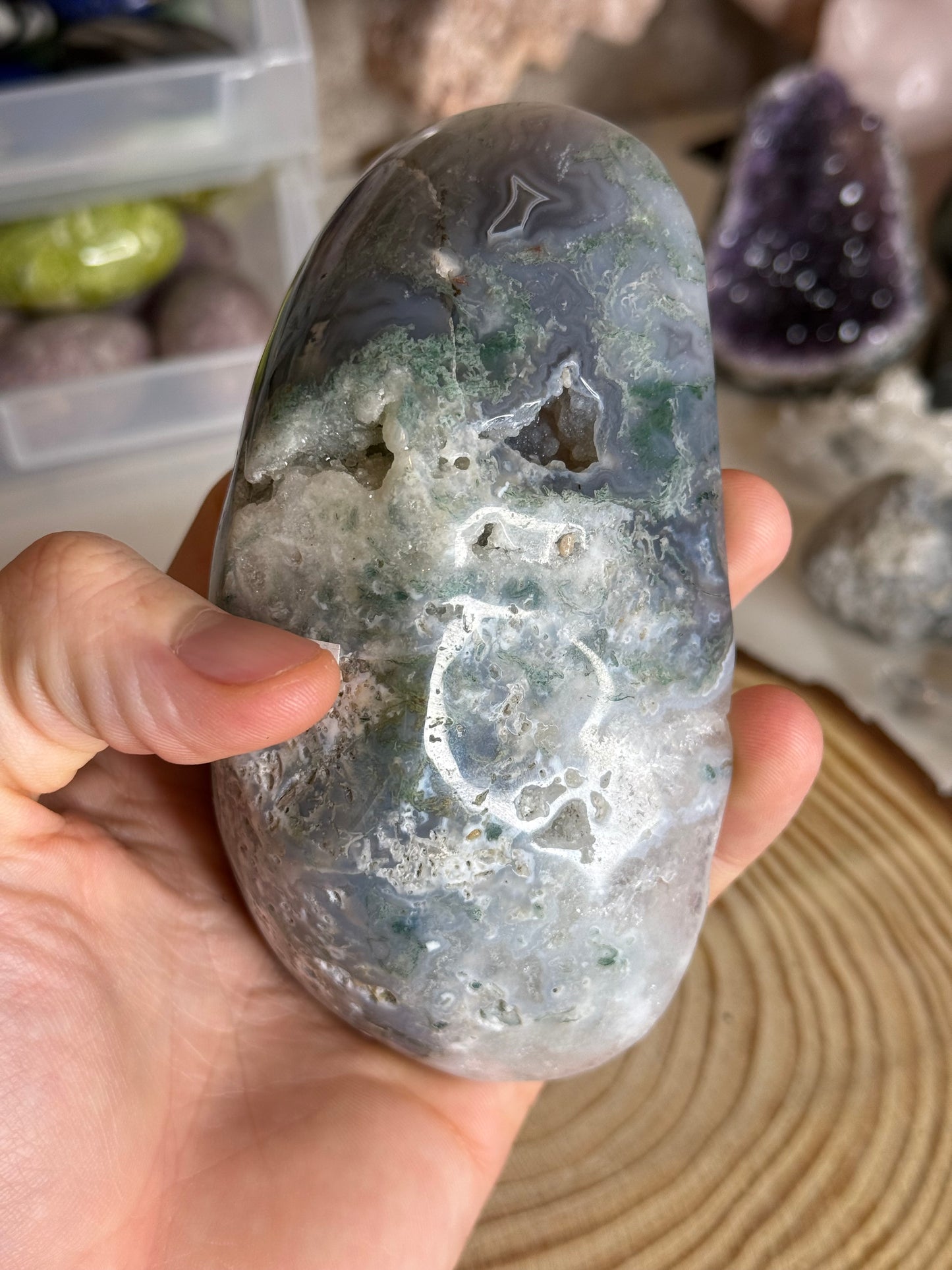 Moss agate bowl
