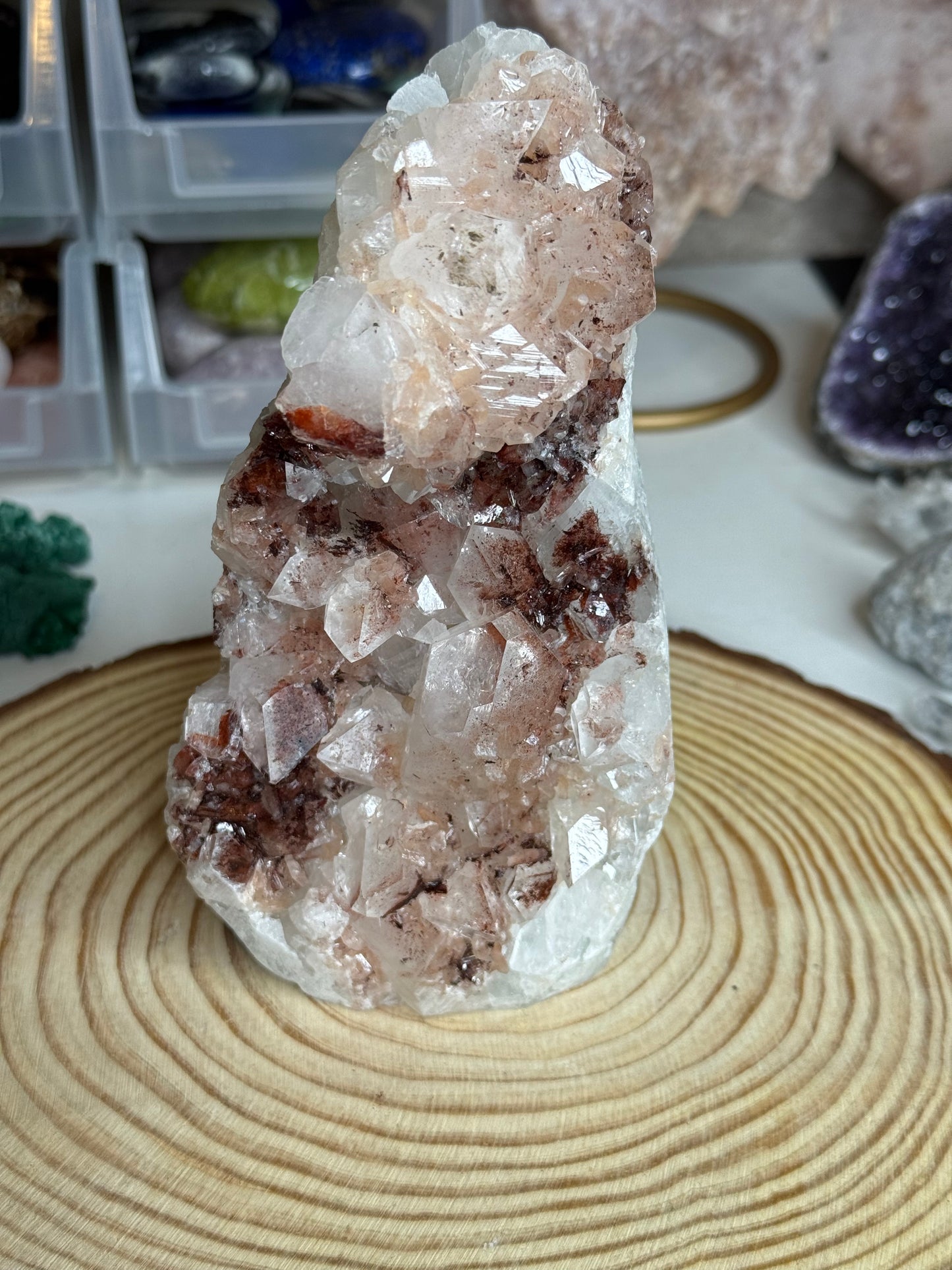 Collectors Glassy Diamond Apophyllite on Blue Chalcedony