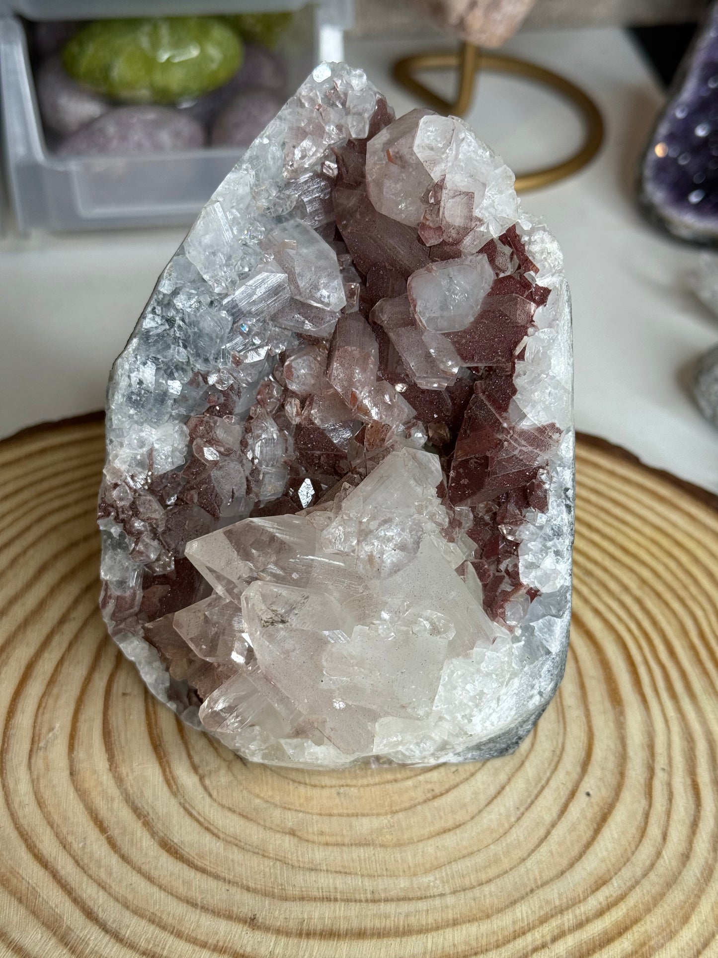 Collectors Glassy Diamond Apophyllite on Blue Chalcedony
