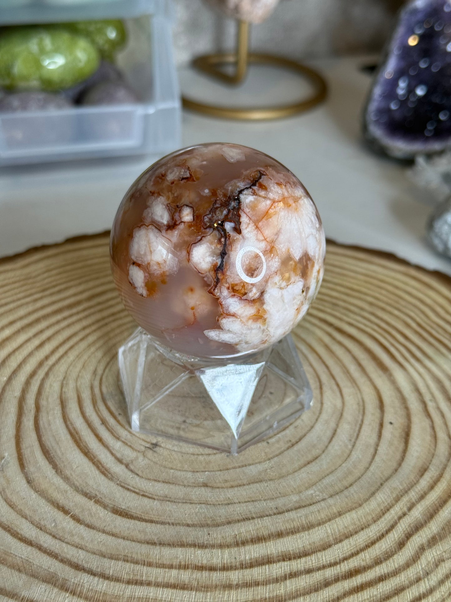 Creamy Carnelian Flower agate Sphere