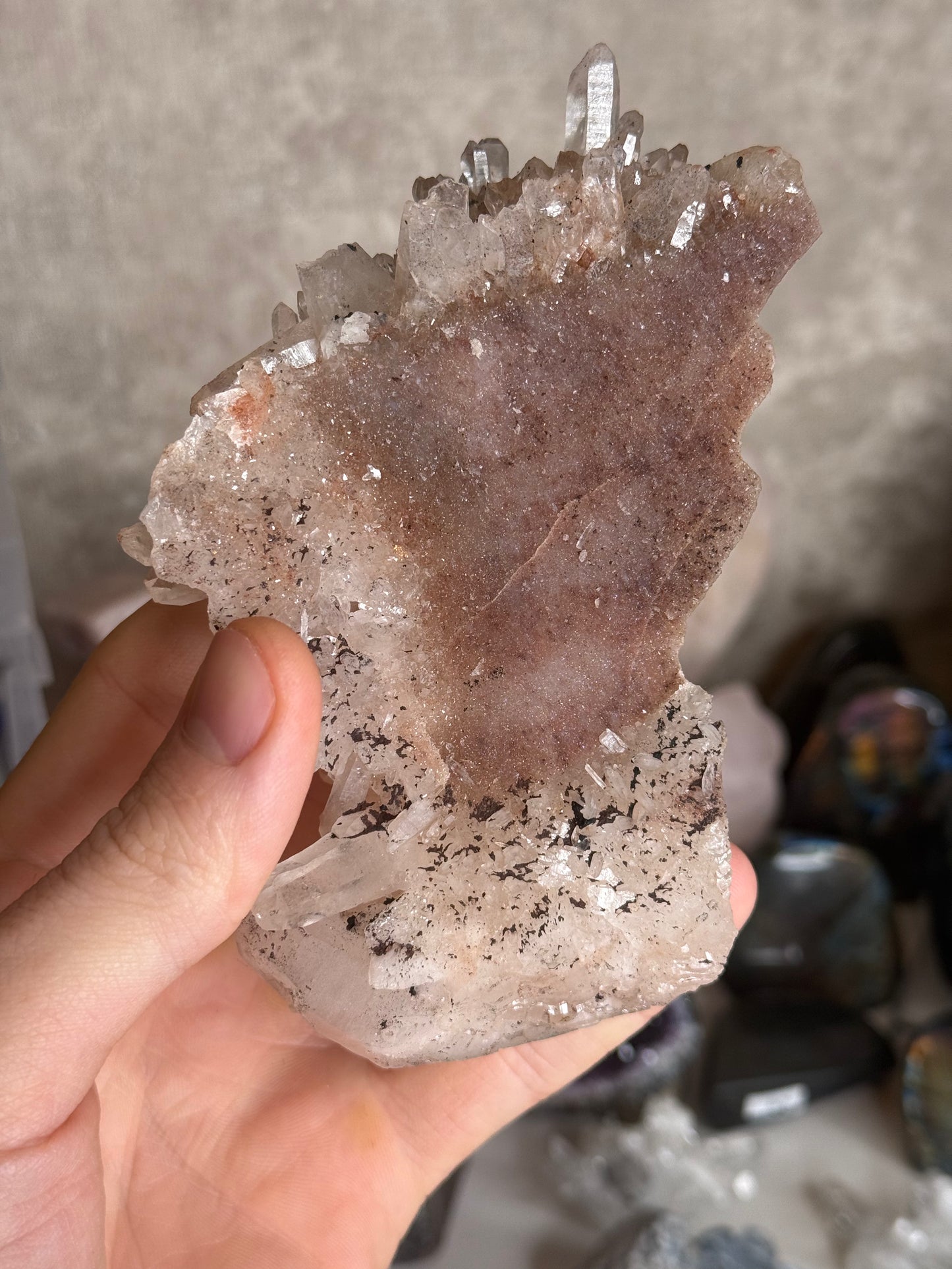 Red lavender Himalayan samadhi quartz