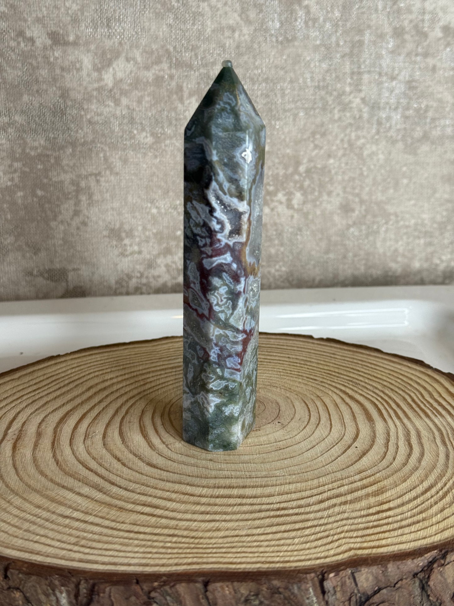 Lilac moss agate towers