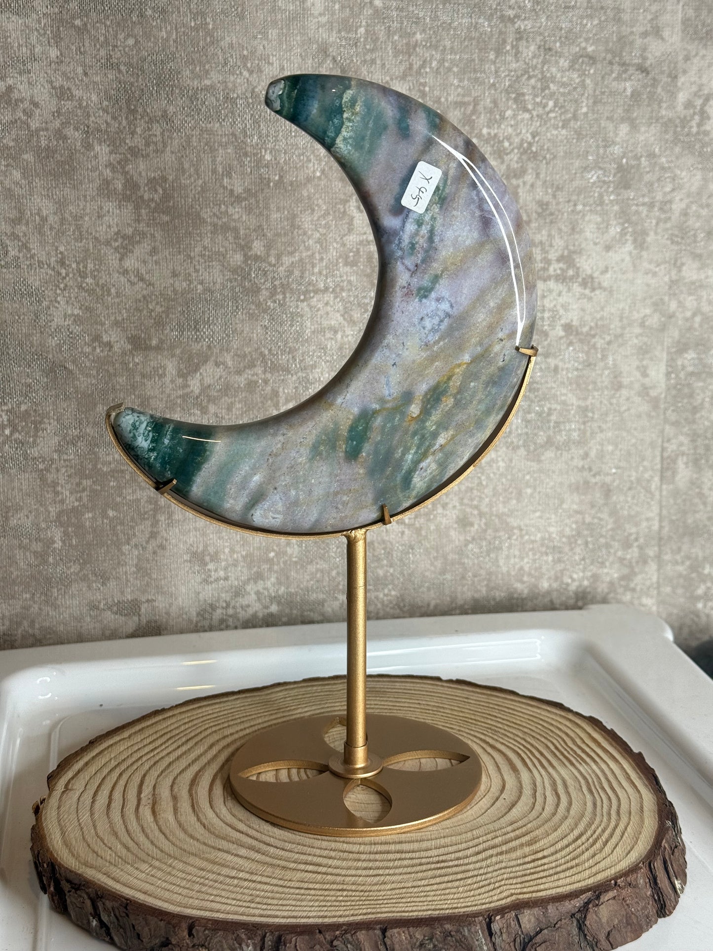 Ocean jasper moon on stand