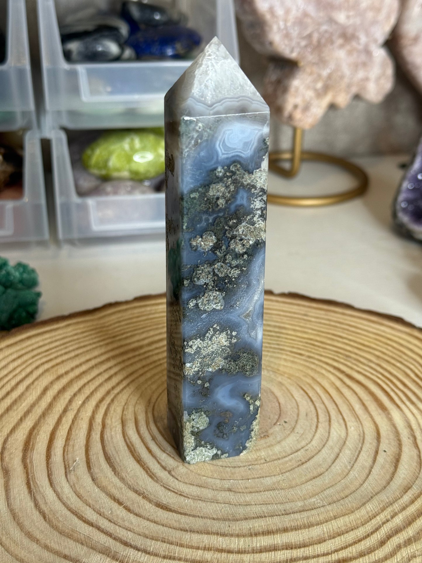 Moss agate tower