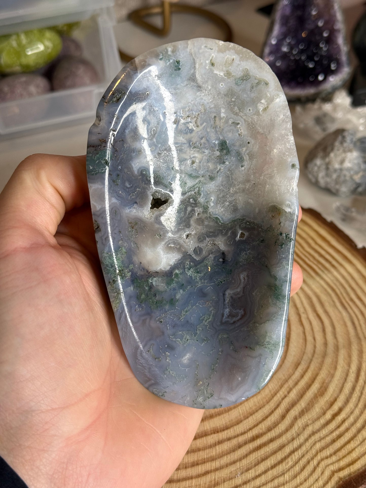 Moss agate bowl