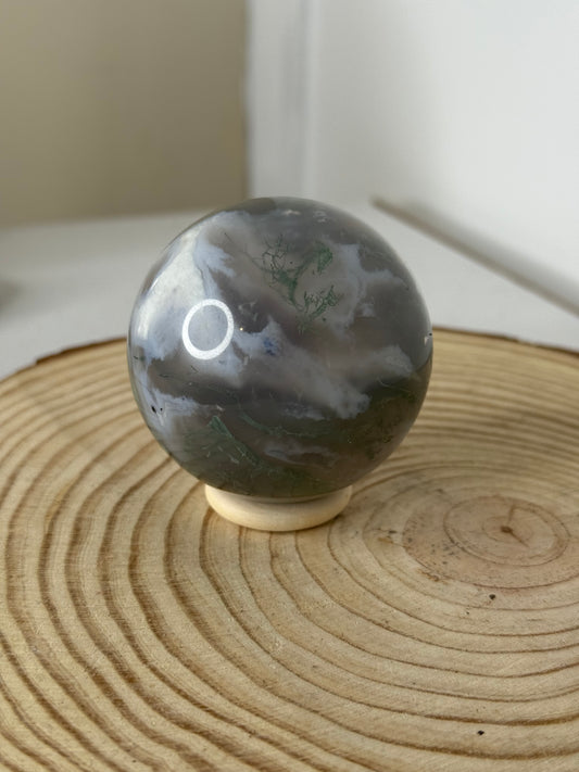 Moss agate sphere