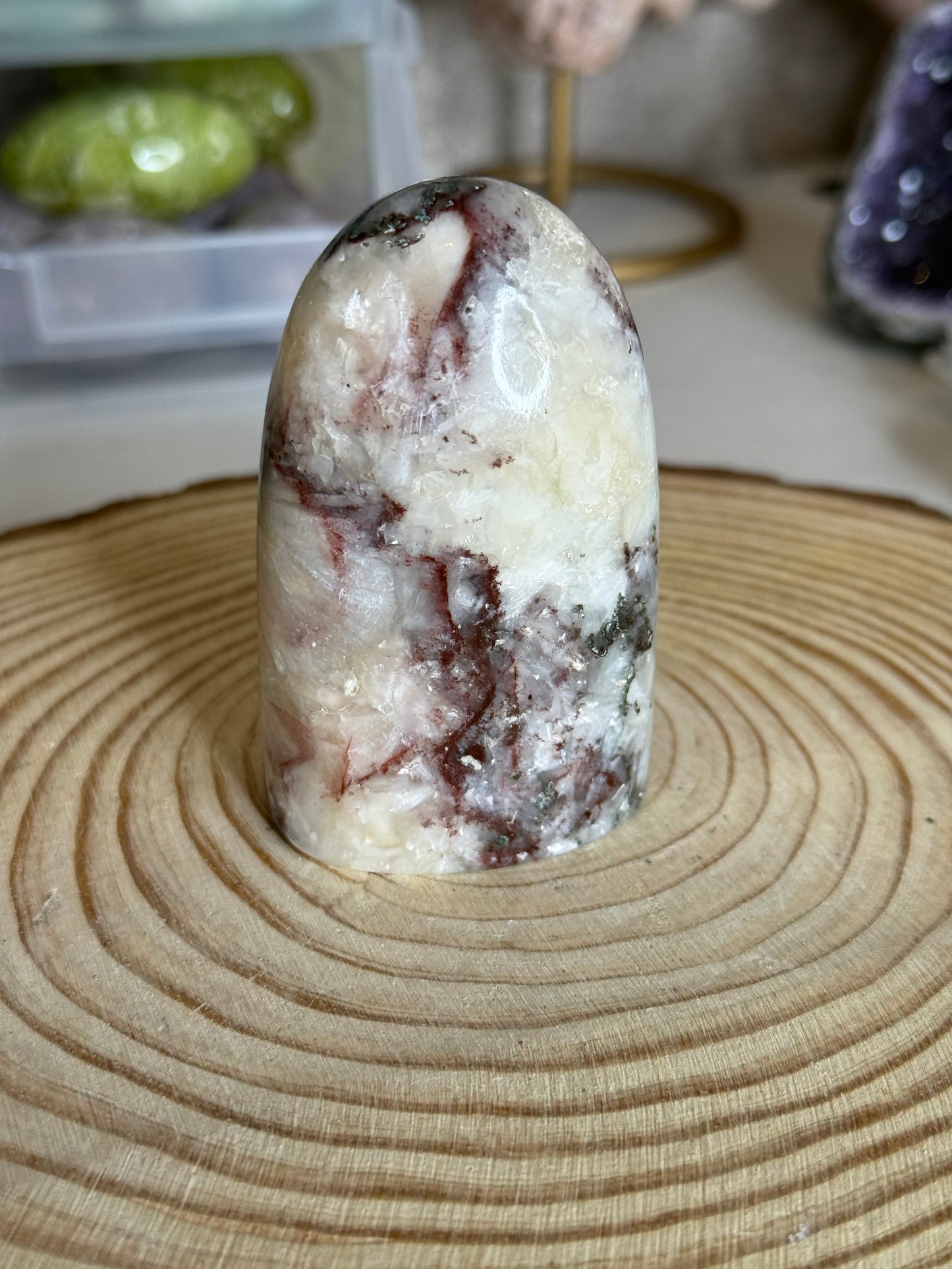 Scolecite with red and green Heulandite Freeform