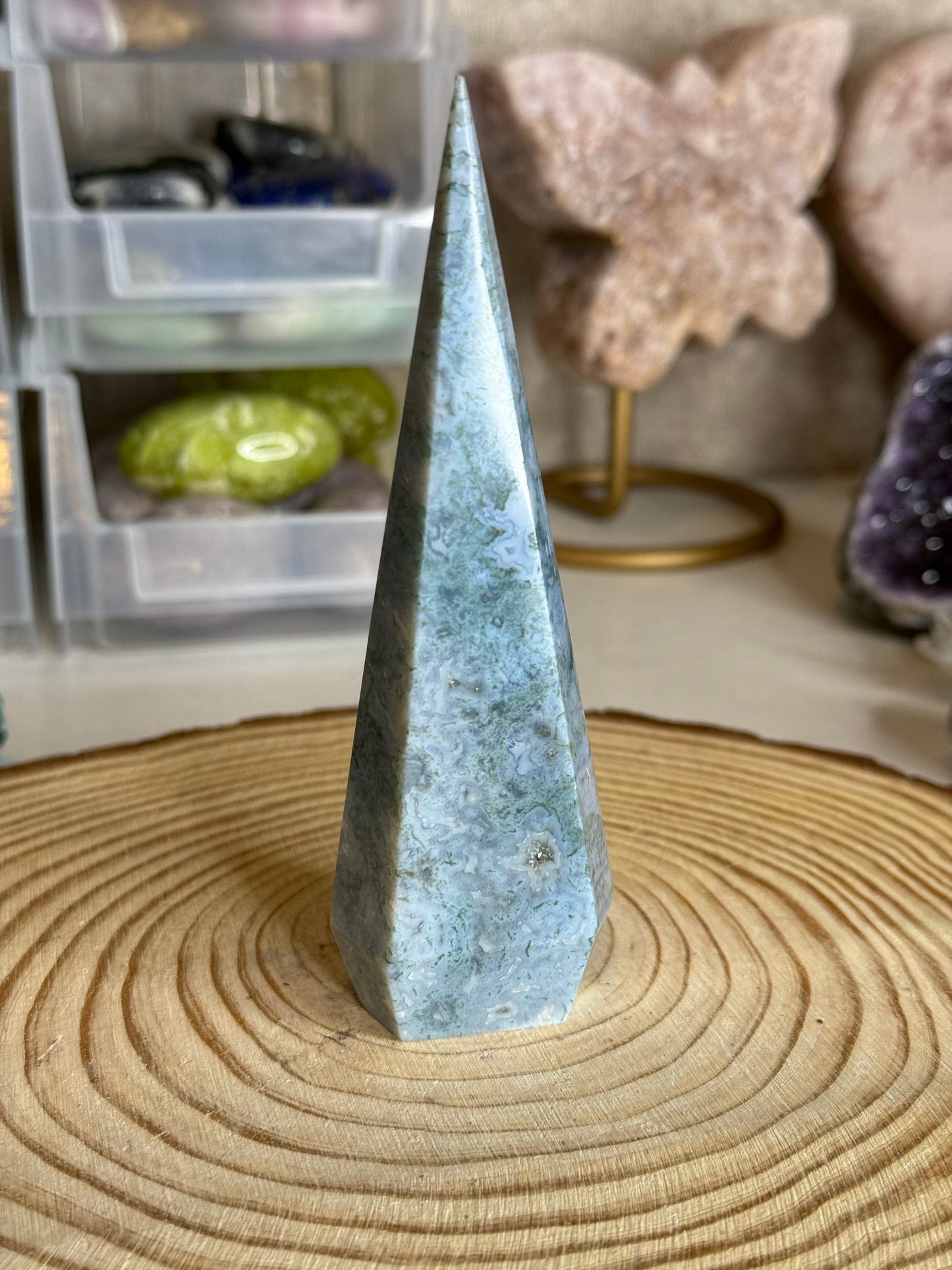 Moss agate points