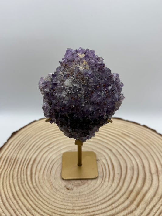Amethyst with calcite on custom stand