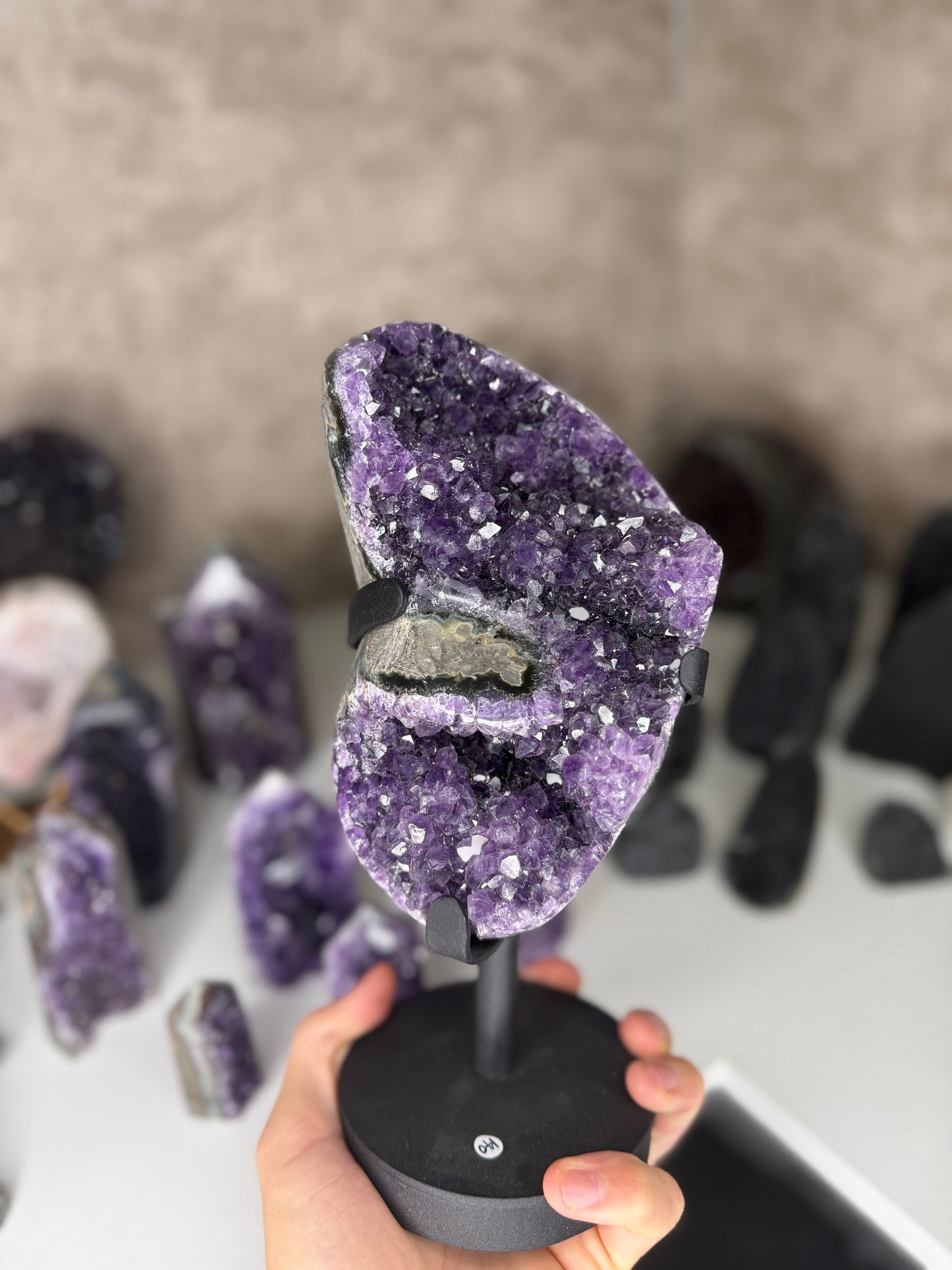 Amethyst statement on custom stand