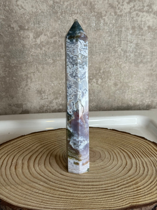 Lilac moss agate towers