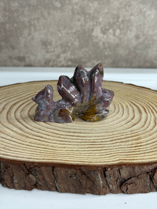 Ninetails fox carving (ocean jasper)